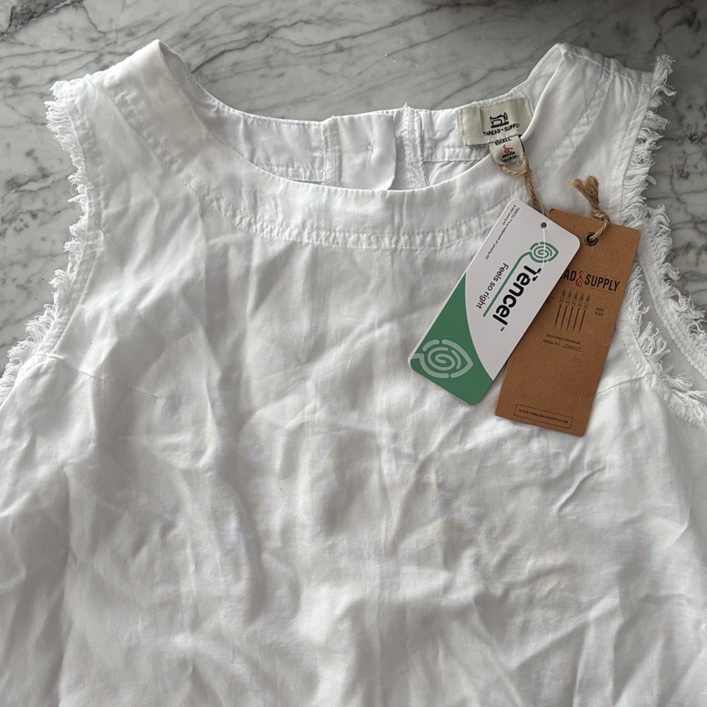 Thread & Supply White Frayed Crop Top